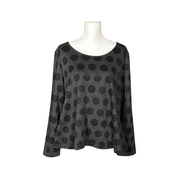 Bryn Walker Knit Top Size Medium Gray Black Dot Abstract Artsy Lagenlook Boxy - Picture 1 of 9
